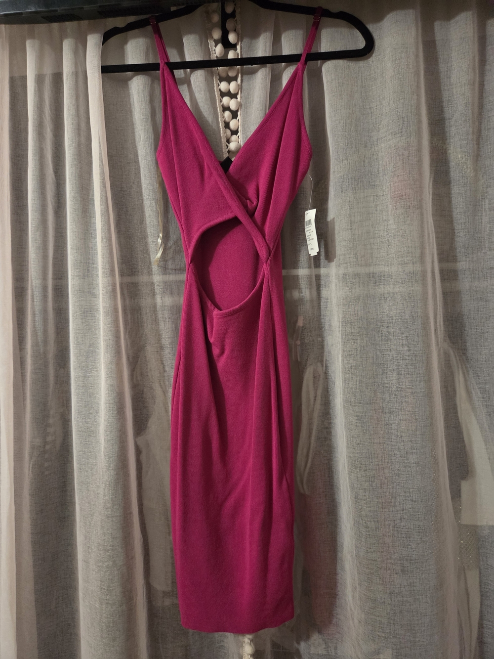 Windsor Magenta Cutout Bodycon Dress with Spaghetti Straps